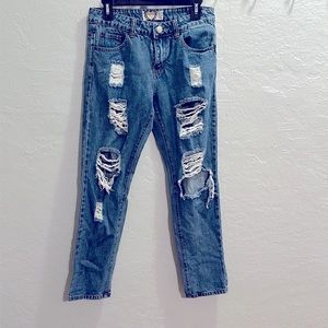 Boo Hoo Denim Ripped Ankle Cut Jeans - Size 6